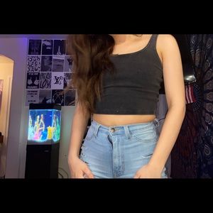 PacSun fadded black crop top